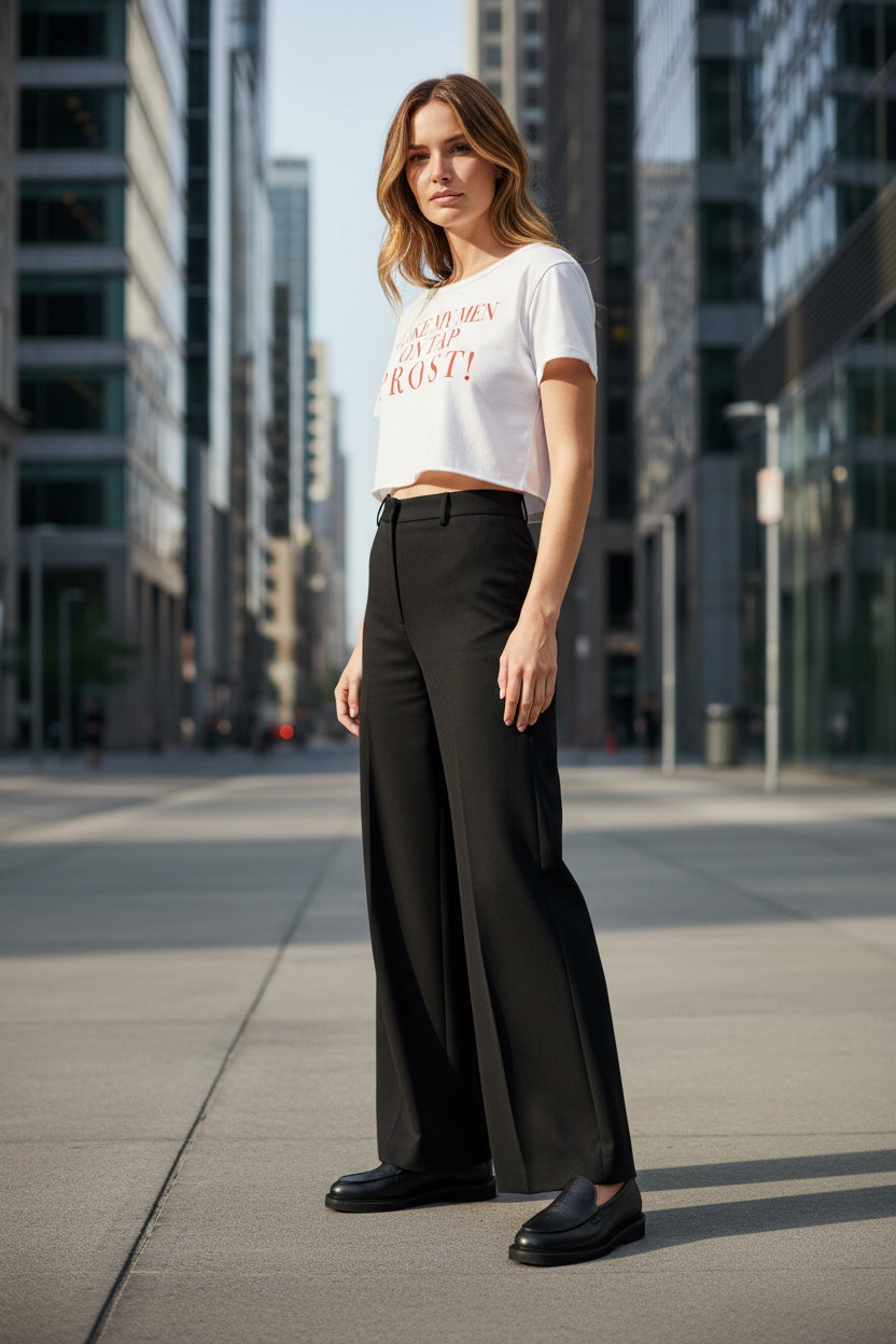 Off-Shoulder Rolled Hem Crewneck Tee|I LIKE MY MEN ON TAP PROST! | CONVERSATION COLLECTION