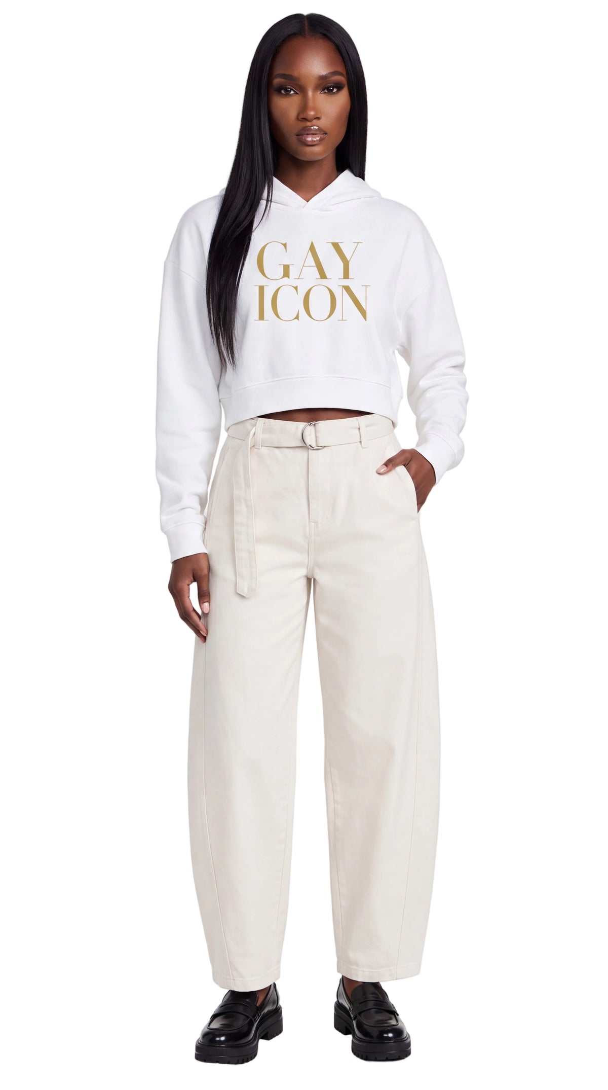 Women's Cropped Hoodie Gold Logo