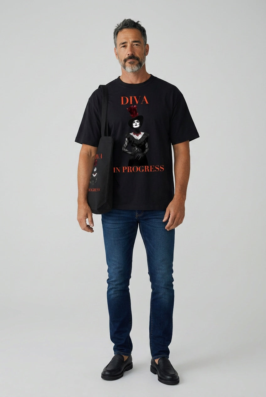 Oversized Graphic Tee — DIVA IN PROGRESS | Noir Aesthetic Streetwear
