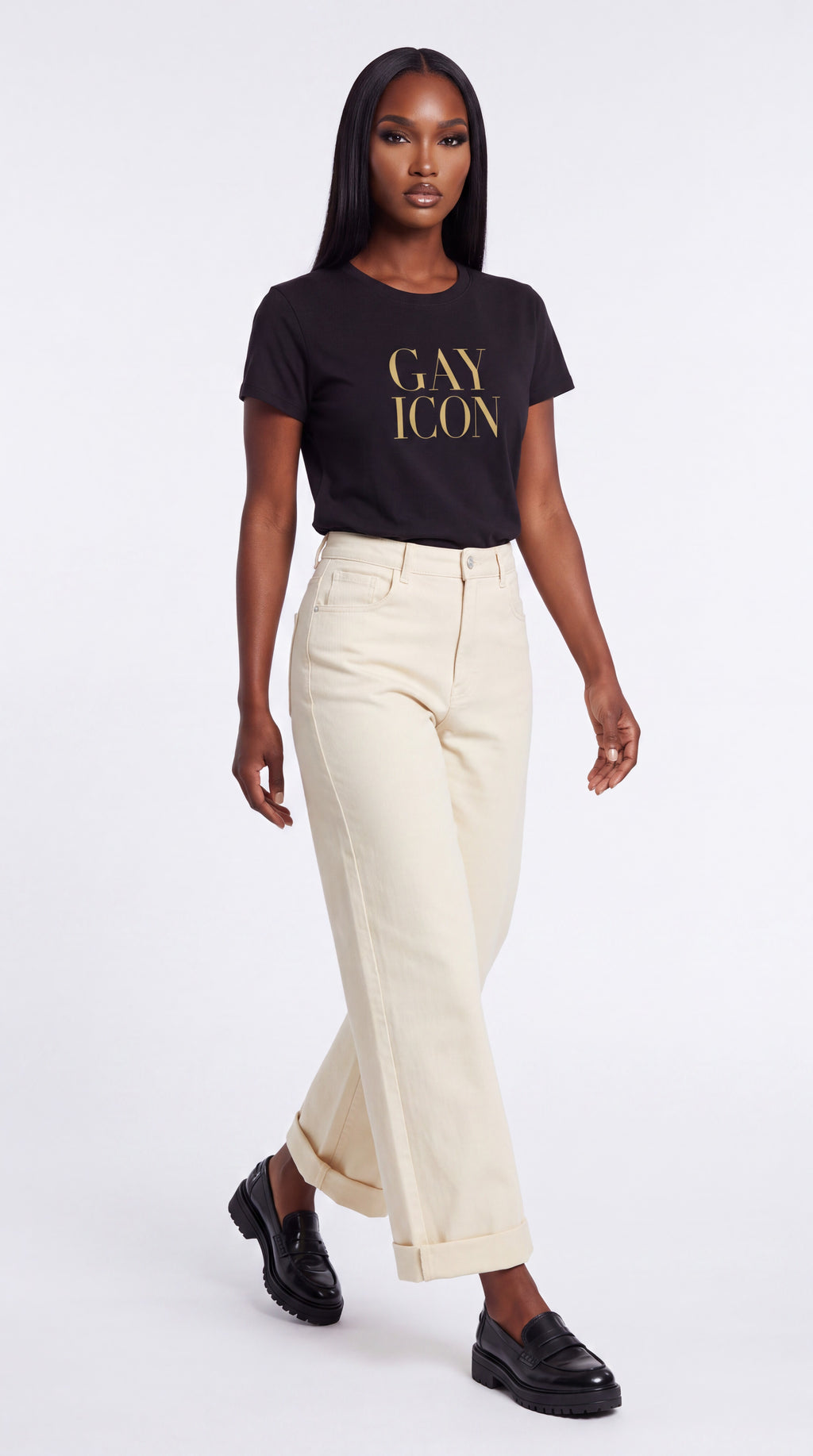 Women's Slim Fit Crewneck Tee Gold Logo