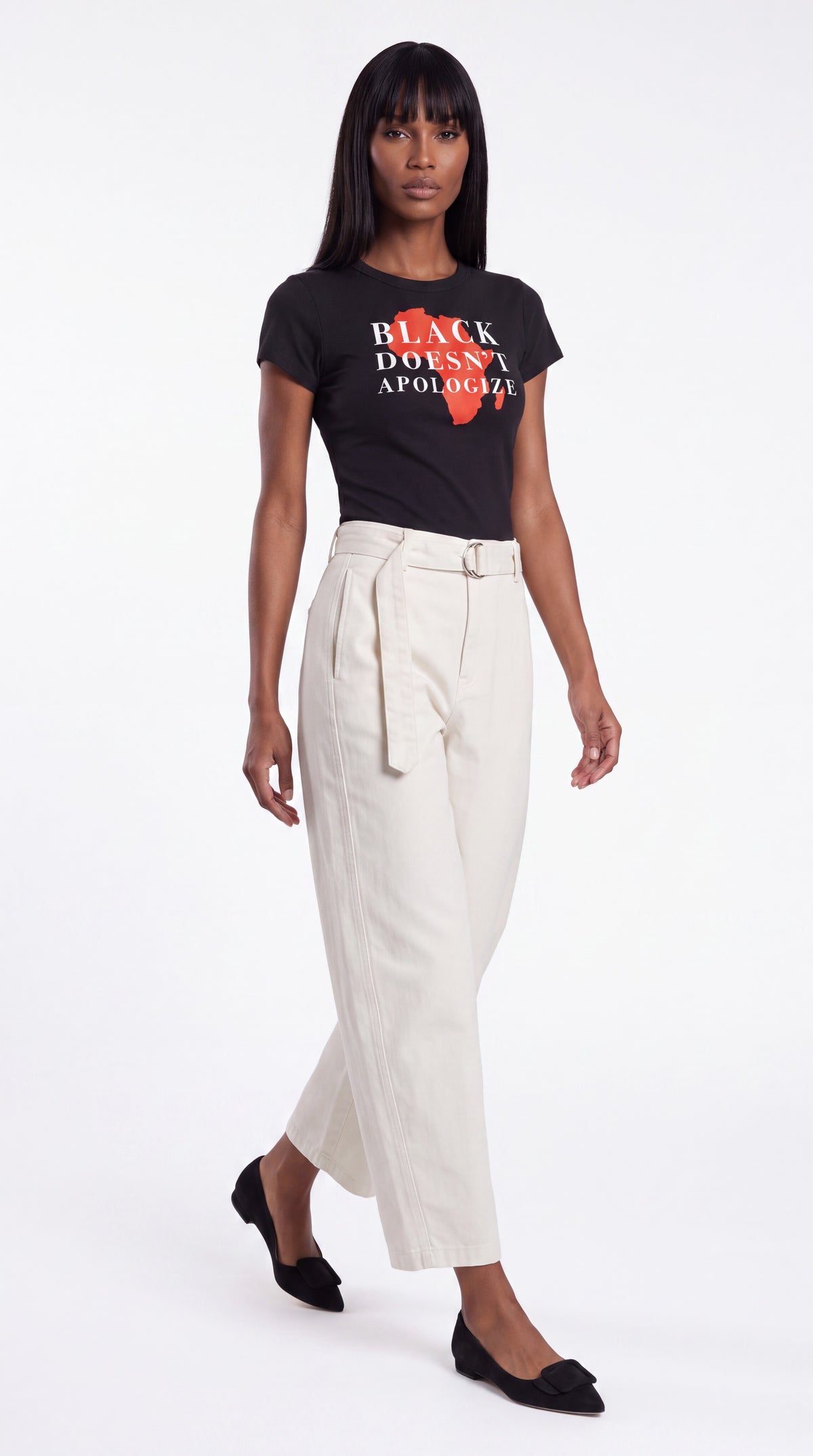Women's Cropped Crewneck Tee | BLACK DOESN'T APOLOGIZE