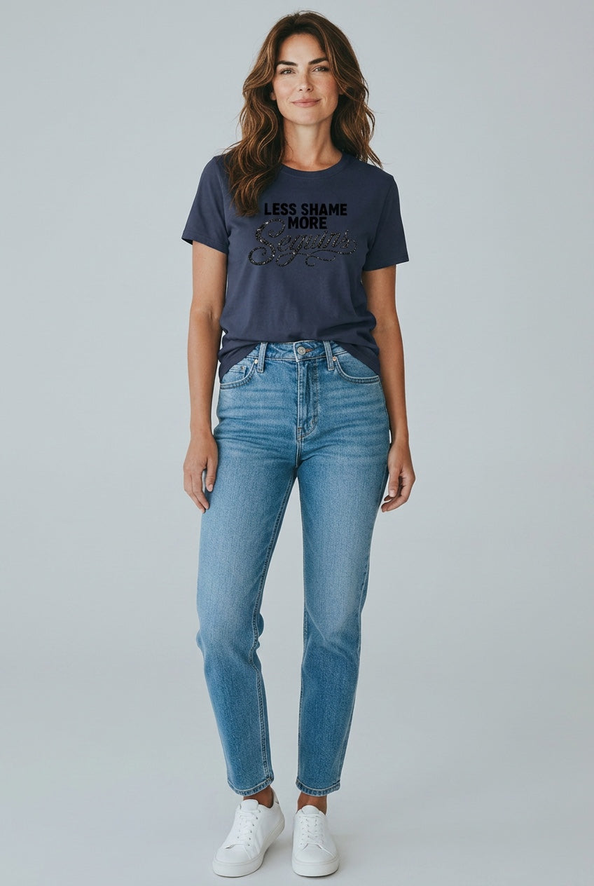 Women's Crewneck Tee |LESS SHAME MORE SEQUINS | CONVERSATION COLLECTION