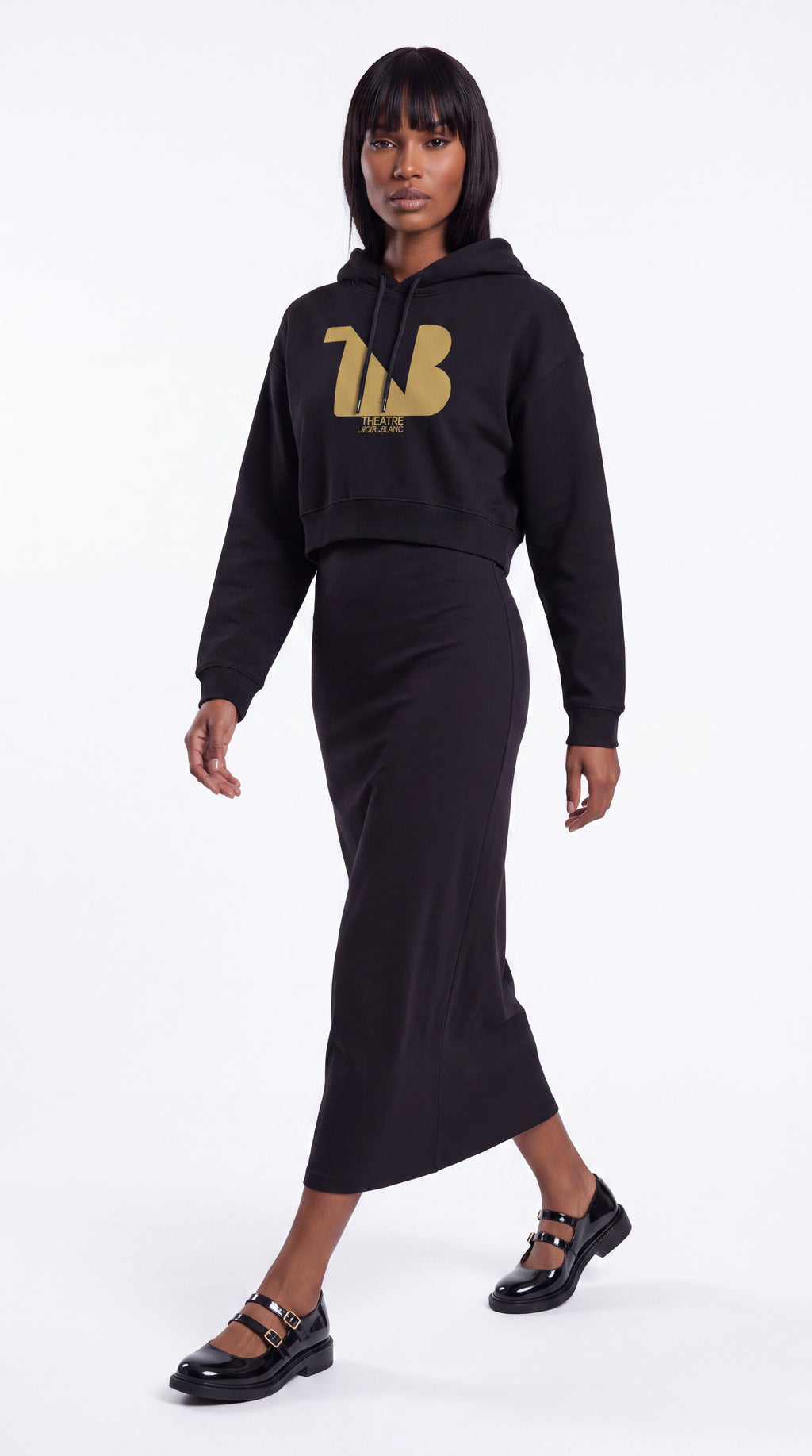 Women's Cropped Hoodie Gold Logo