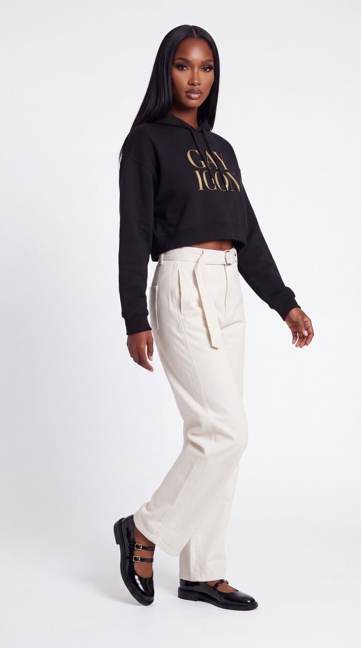 Women's Cropped Hoodie Gold Logo