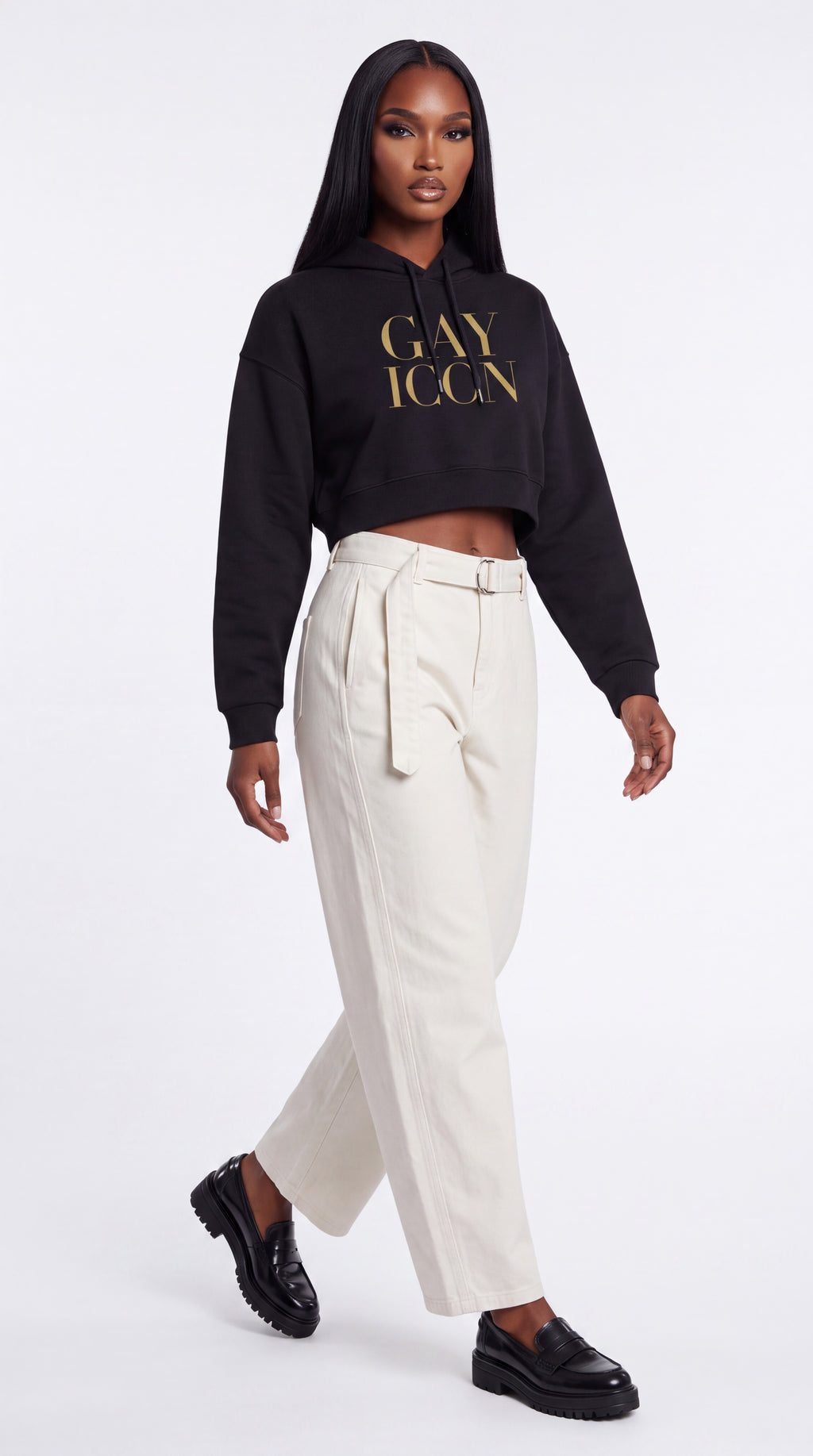 Women's Cropped Hoodie Gold Logo