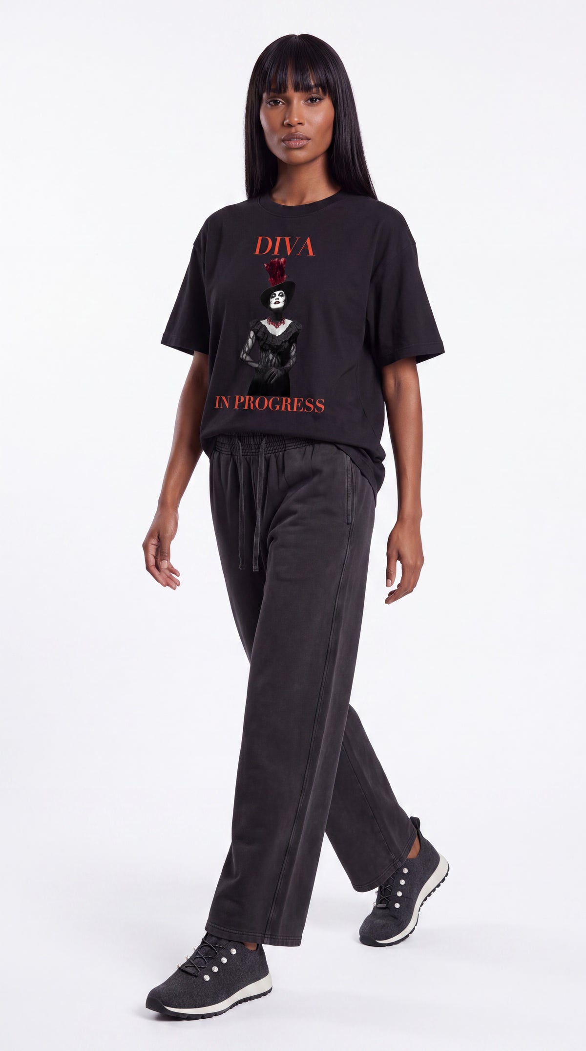 Unisex Vintage Wash Loose Sweatpants Black