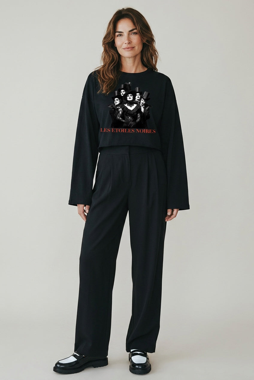 Batwing Sleeve Crop Tee — LES ÉTOILES NOIRES | Dark Feminine Fashion