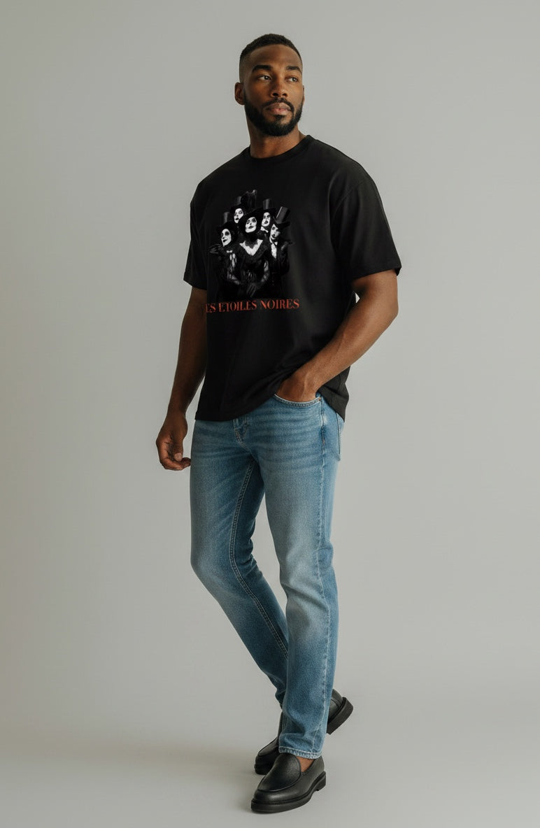 Oversized Graphic Tee — LES ÉTOILES NOIRES | Noir Streetwear