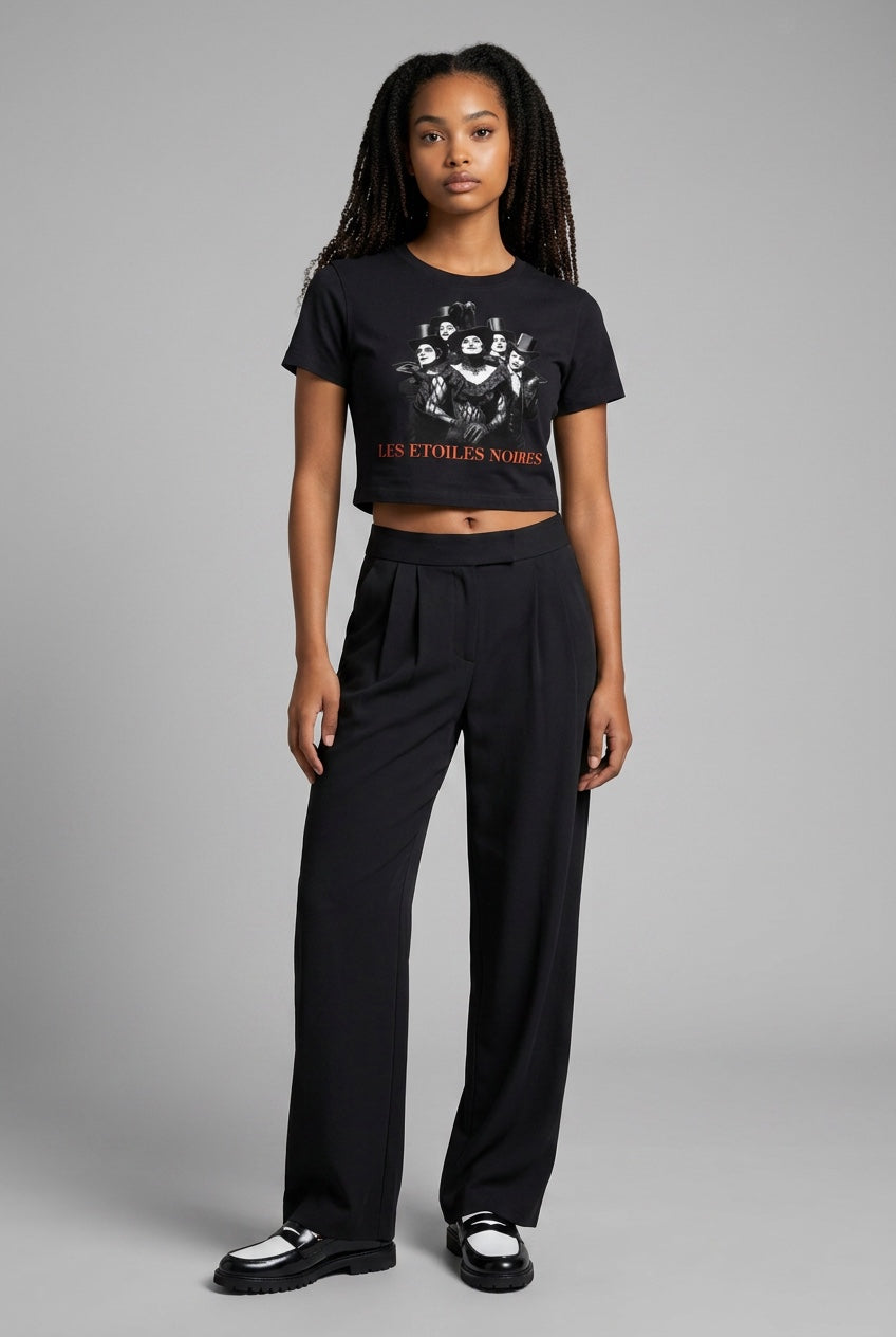 Fitted Crop Graphic Tee — LES ÉTOILES NOIRES | Theatre Aesthetic