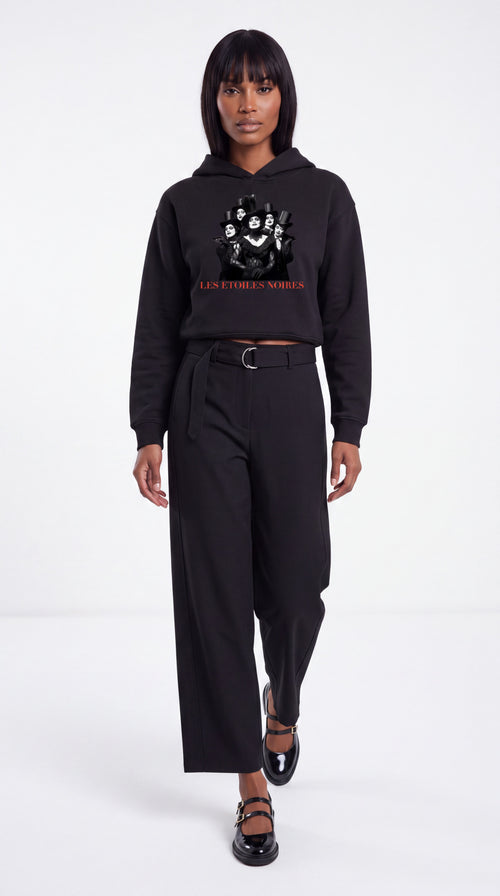 Belted Barrel-leg Chino Pants Black
