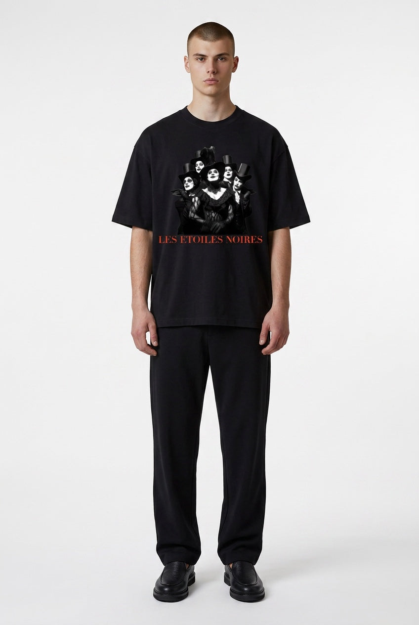Oversized Grafik-T-Shirt — LES ÉTOILES NOIRES | Noir Streetwear