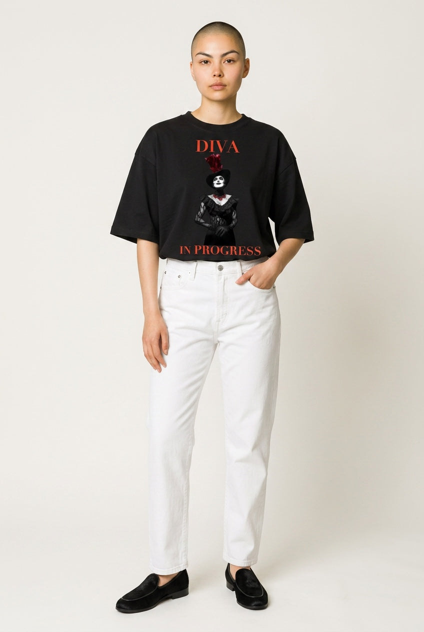 Oversized One-Piece Boxy Tee — DIVA IN PROGRESS | Statement Streetwear