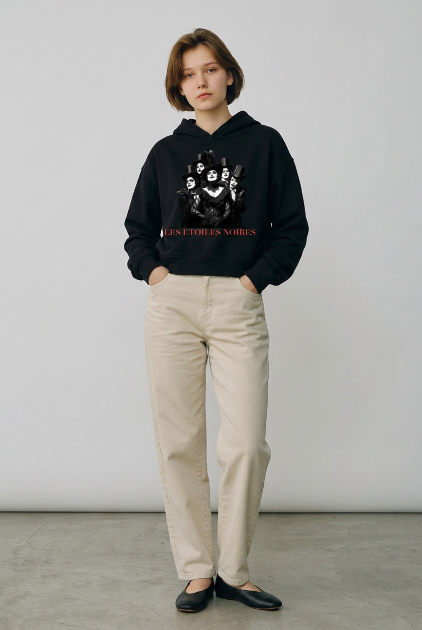 Cropped Unisex Hoodie — LES ÉTOILES NOIRES | Noir Aesthetic Streetwear