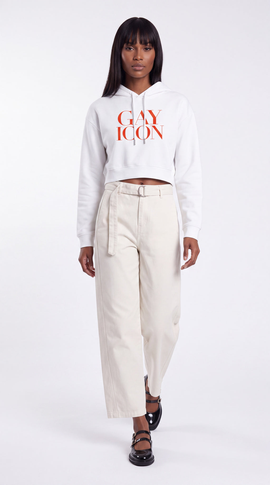 Women's Cropped Hoodie Red Logo
