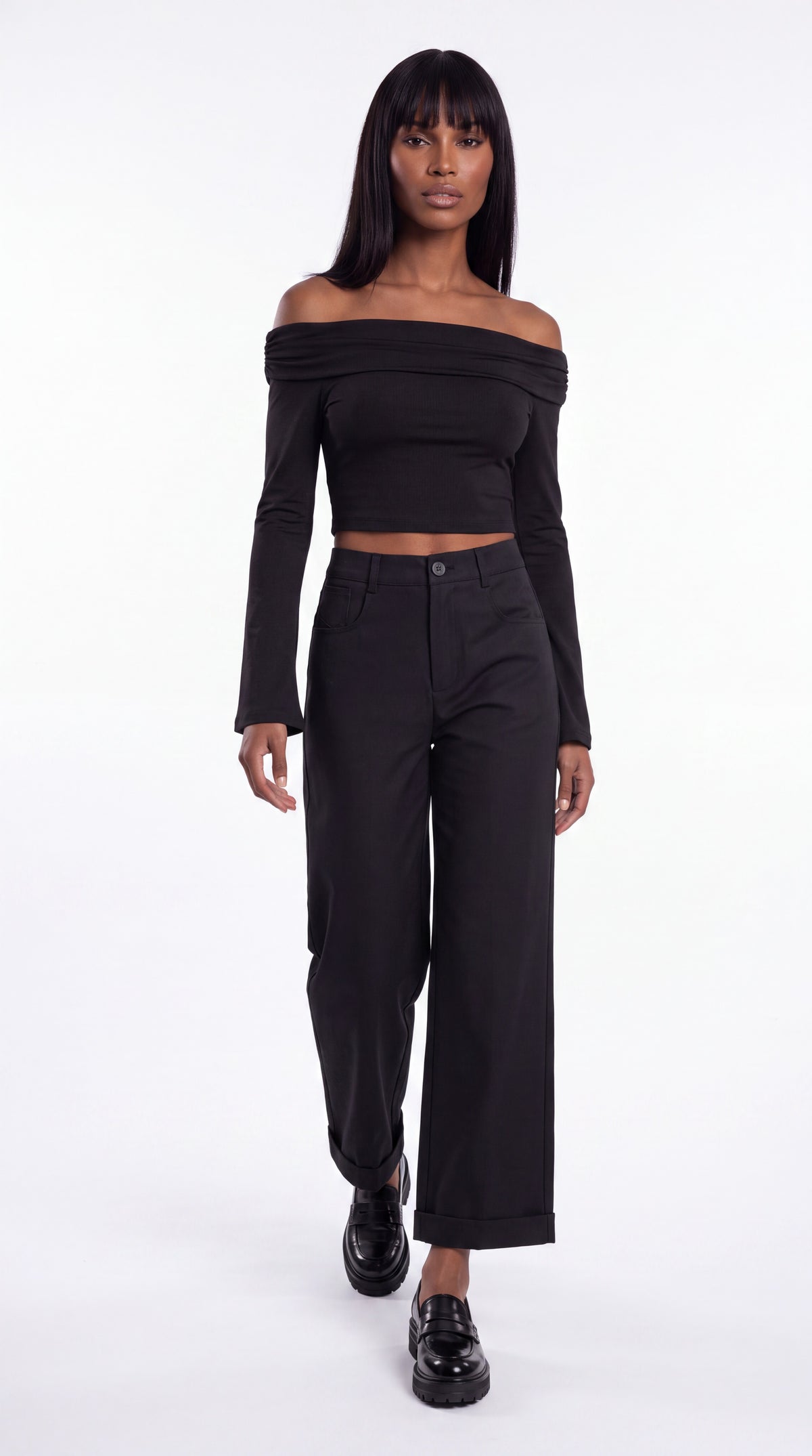 Women's Off-the-Shoulder Bell Sleeve Crop Top