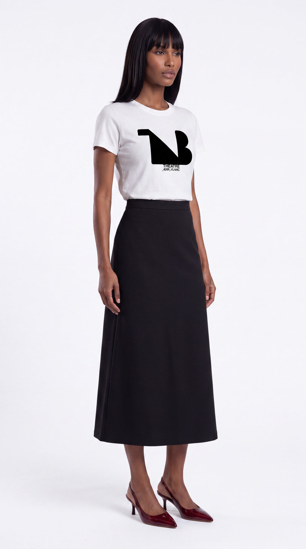 Women's Slim Fit Crewneck Tee Black Logo