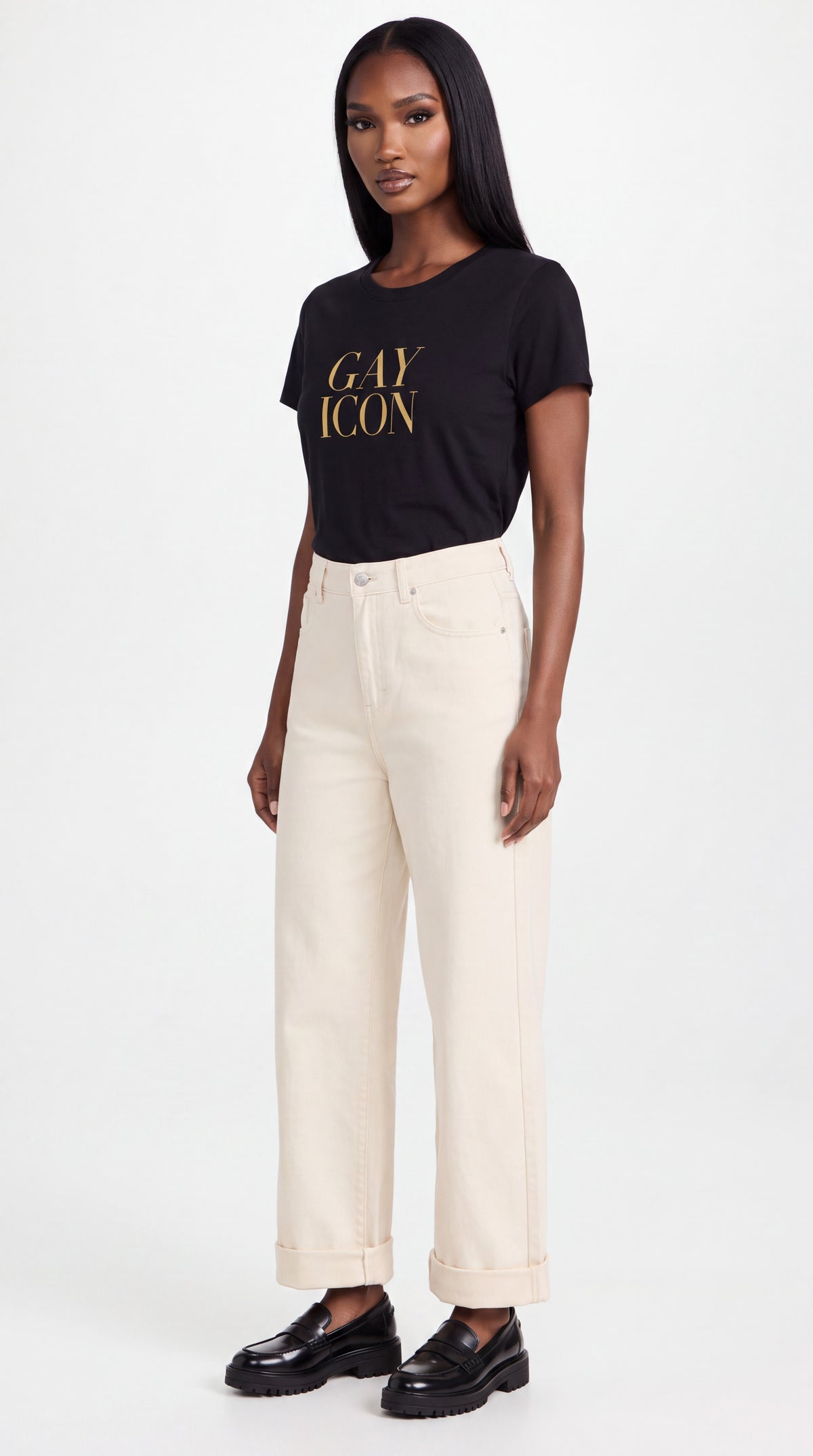 Women's Slim Fit Crewneck Tee Gold Logo