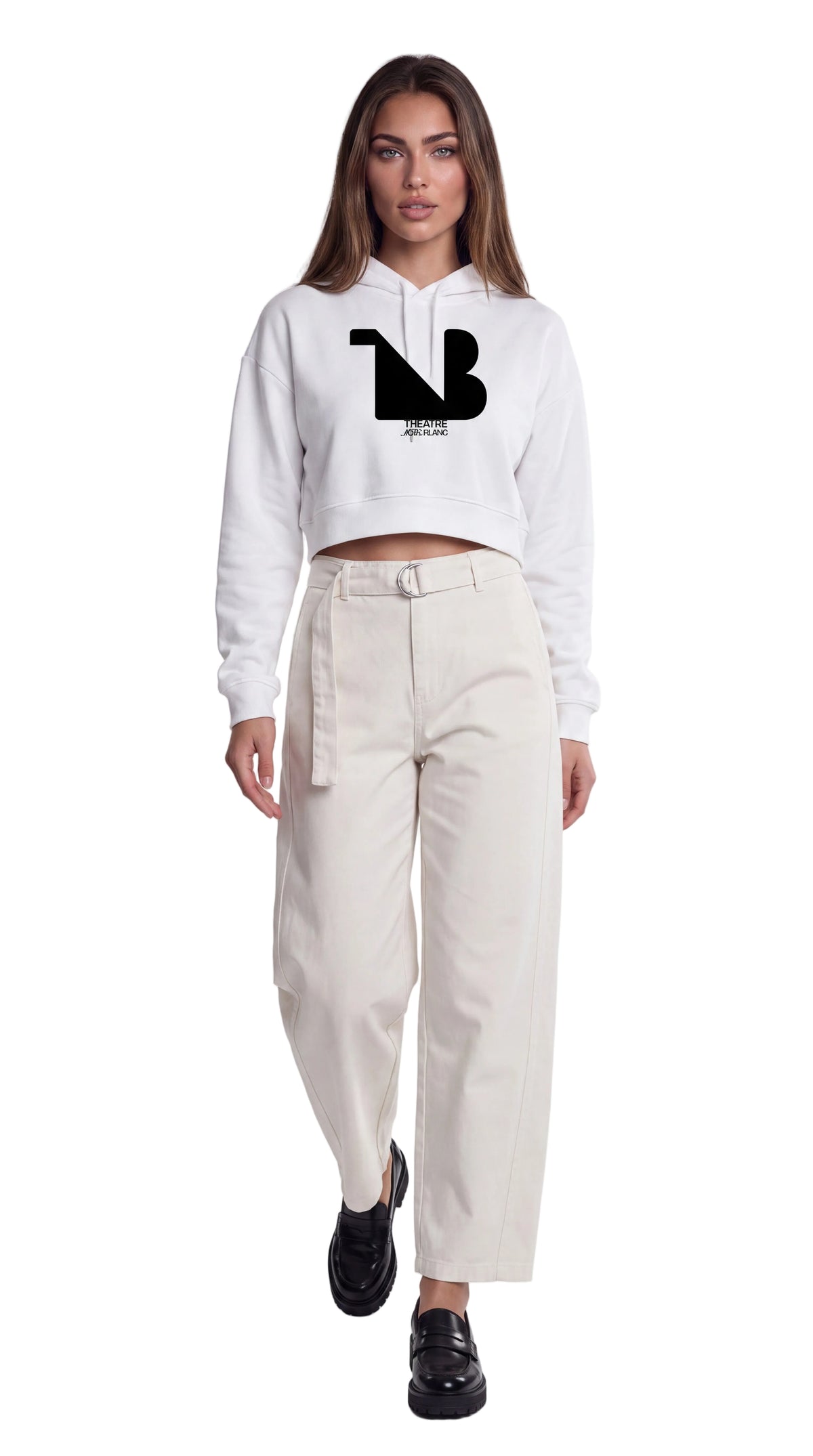 Women's Cropped Hoodie Black Logo