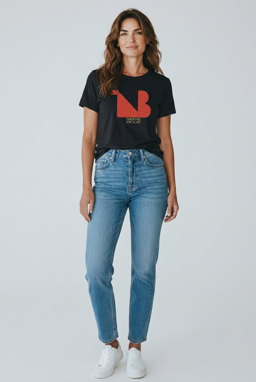Damen Rundhals T-Shirt | THEATRE NOIR BLANC | Rotes Logo