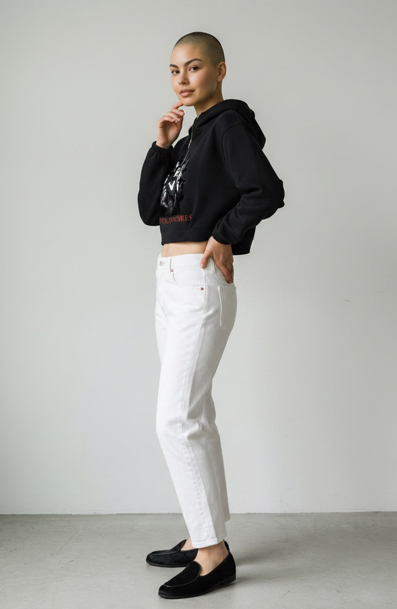 Quarter-Zip Boxy Hoodie — LES ÉTOILES NOIRES | Noir Aesthetic Streetwear