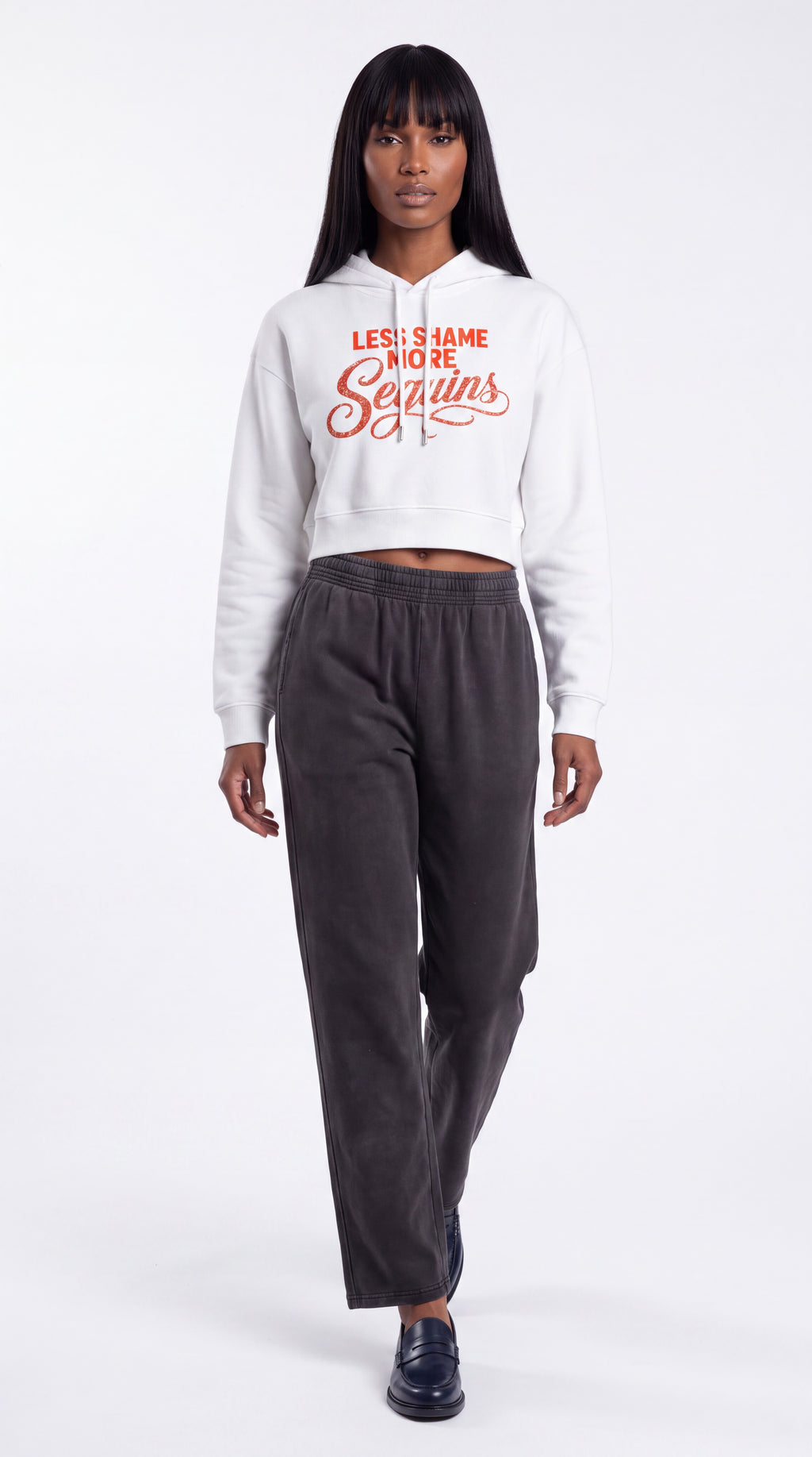 Women's Cropped Hoodie | LESS SHAME MORE SEQUINS