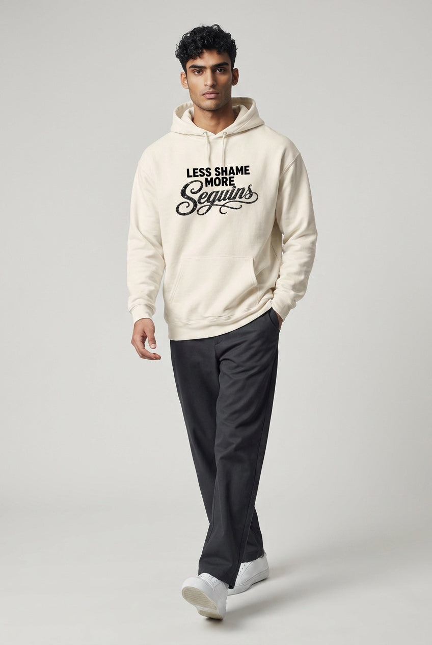 Schwerer Fleece-Hoodie | LESS SHAME MORE SEQUINS | CONVERSATION COLLECTION
