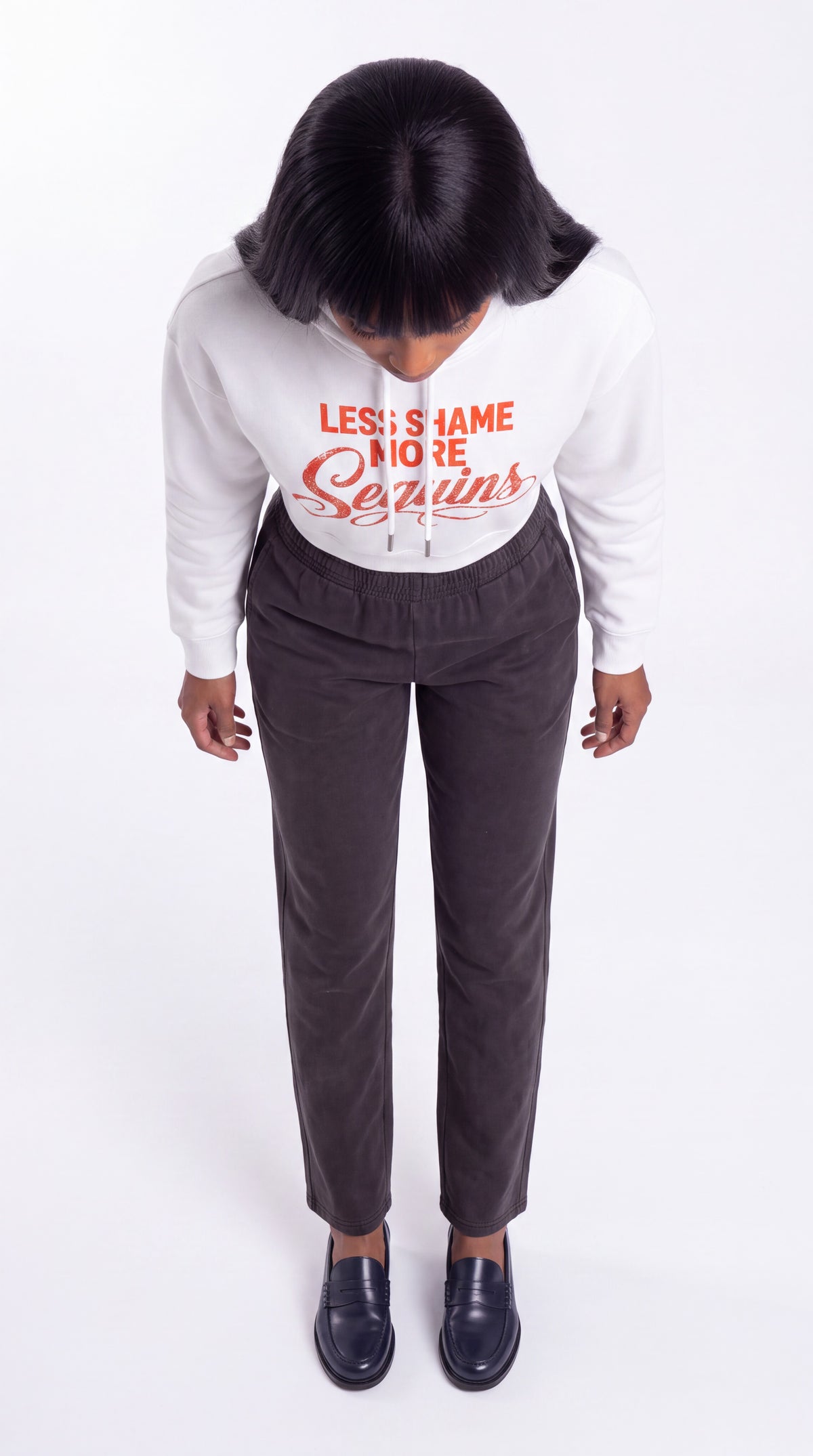 Women's Cropped Hoodie | LESS SHAME MORE SEQUINS