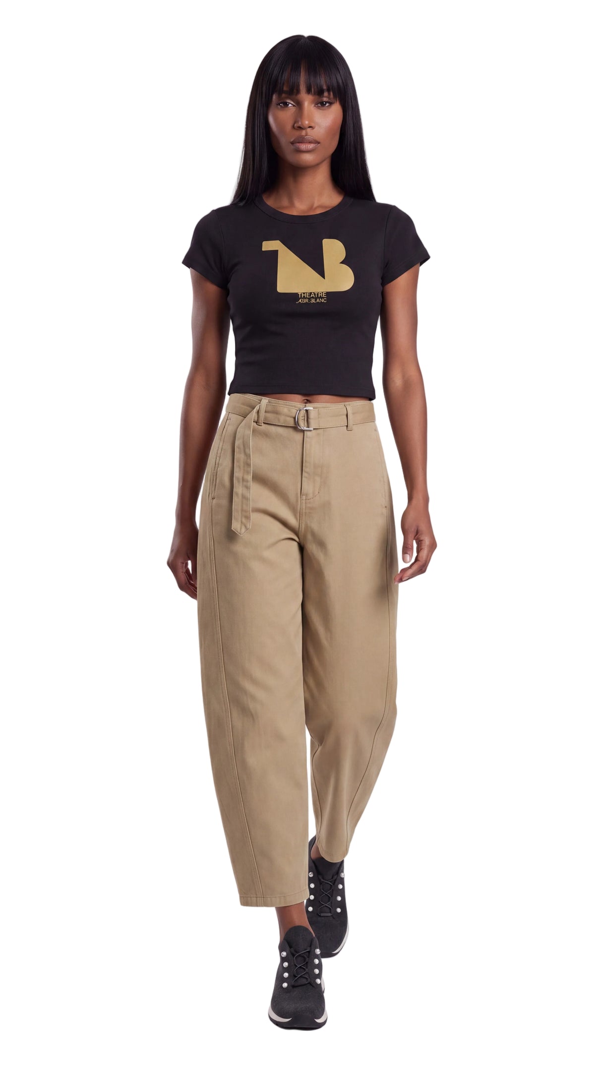 Women's Cropped Crewneck Tee Gold Logo