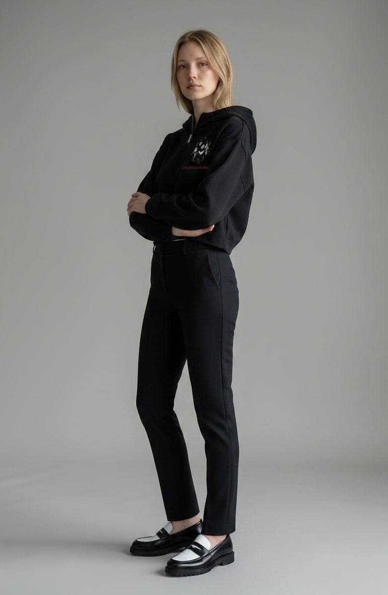 Quarter-Zip Boxy Hoodie — LES ÉTOILES NOIRES | Noir Aesthetic Streetwear