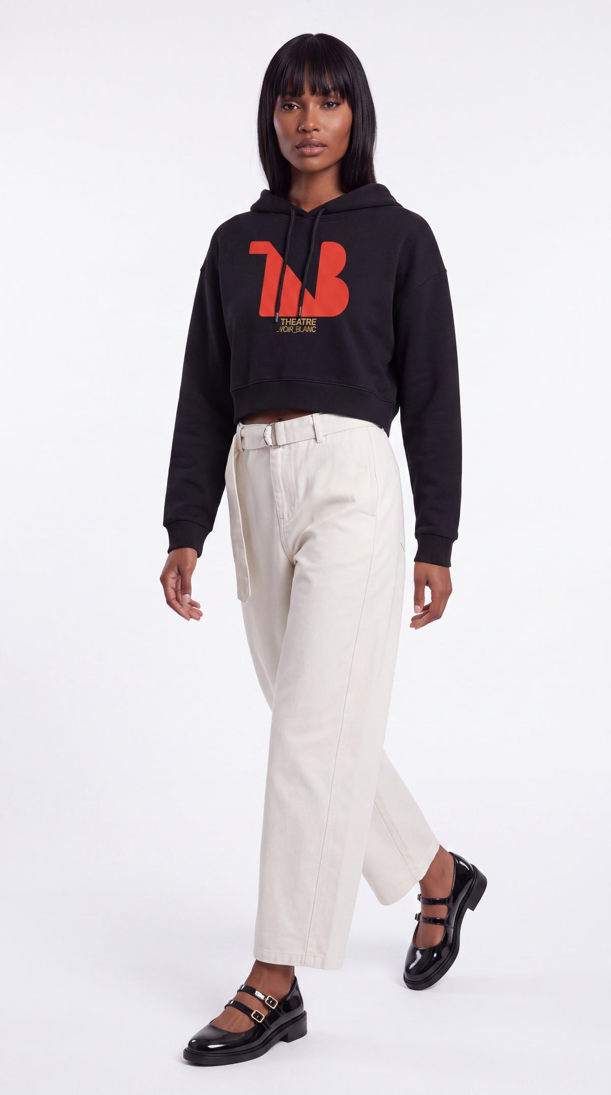 Women's Cropped Hoodie Red Logo