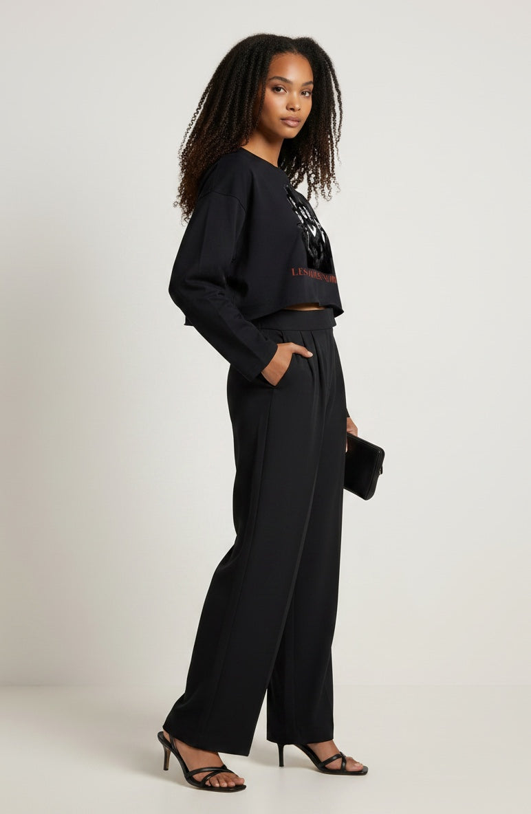 Batwing Sleeve Crop Tee — LES ÉTOILES NOIRES | Dark Feminine Fashion