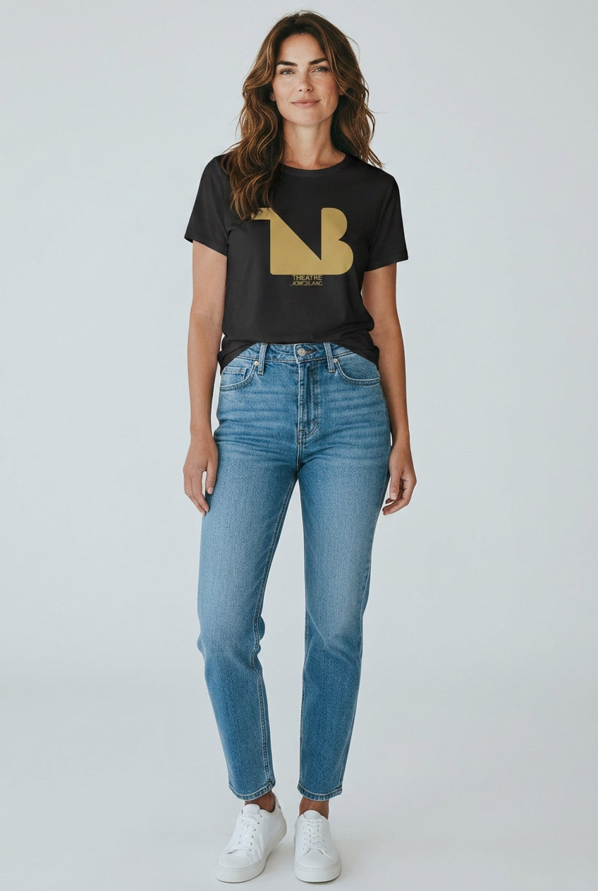 Women's Crewneck Tee | THEATRE NOIR BLANC | Gold Logo