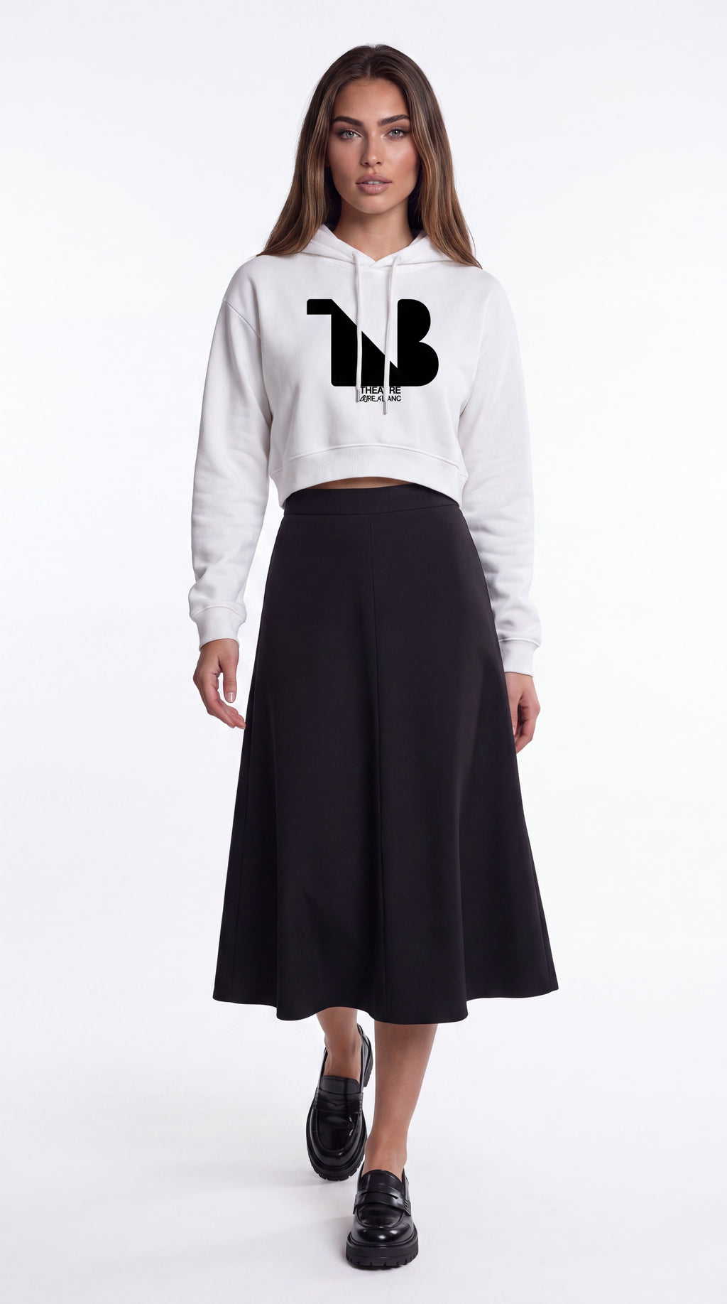 Women's Cropped Hoodie Black Logo