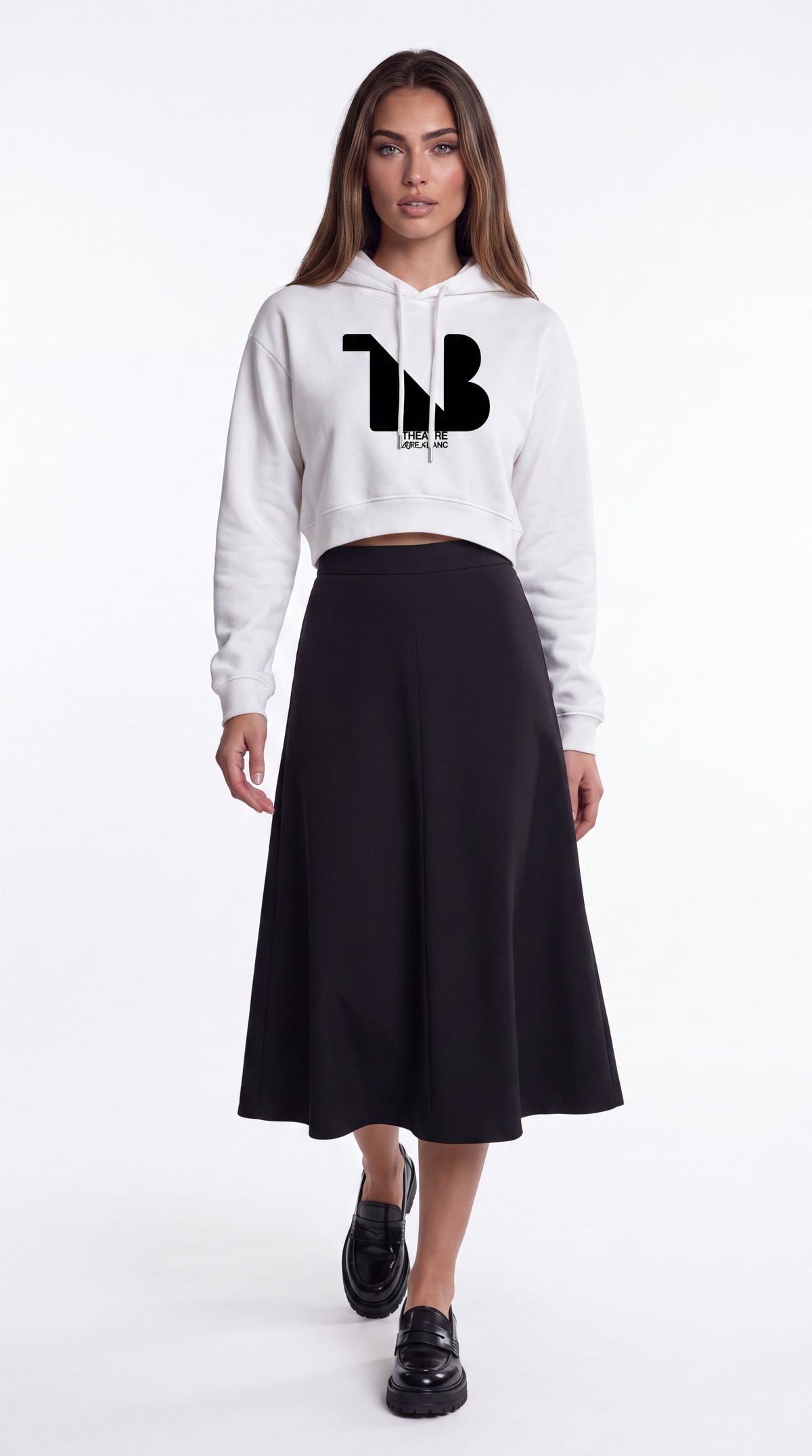 Women's Cropped Hoodie Black Logo