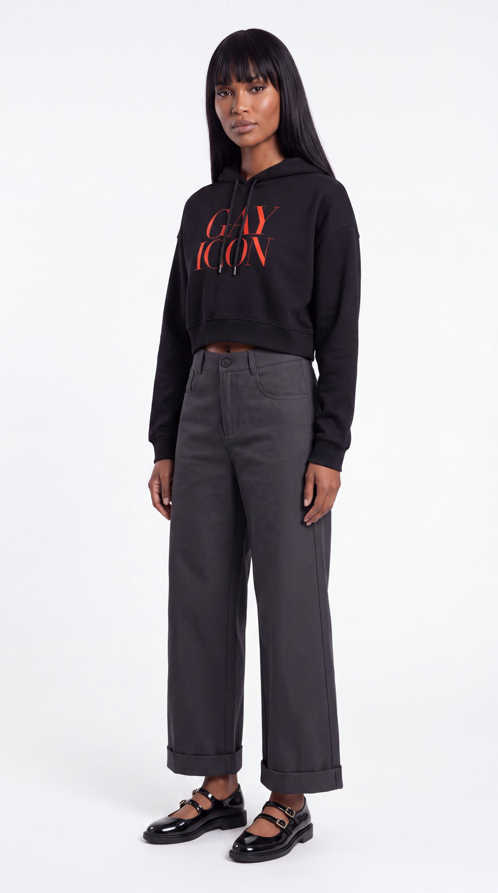 Women's Cropped Hoodie Red Logo