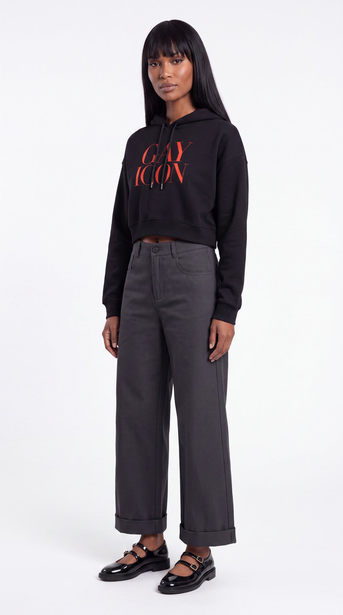 Women's Cropped Hoodie Red Logo