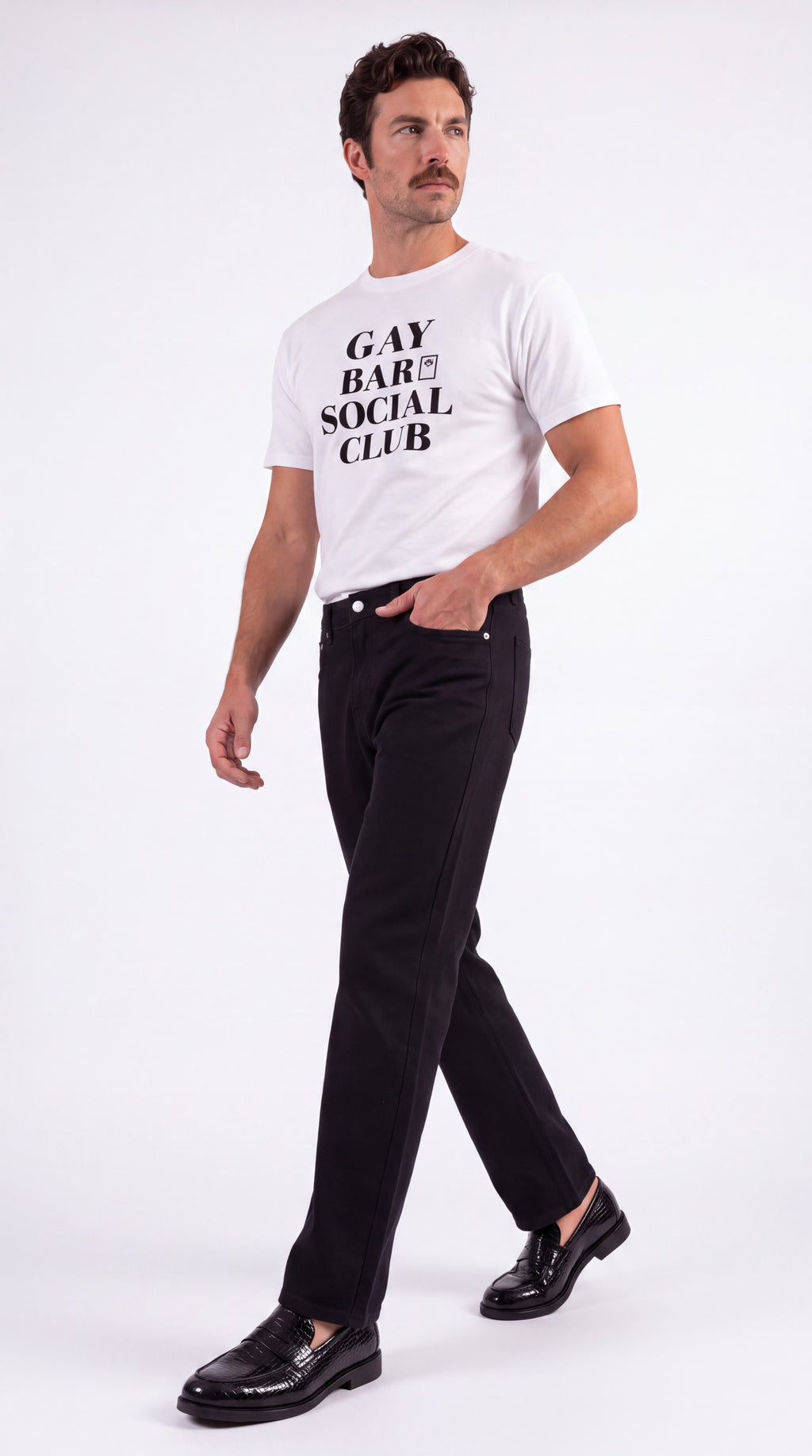 Unisex Seamless 100% Cotton Tee | GAY BAR SOCIAL CLUB Black Logo