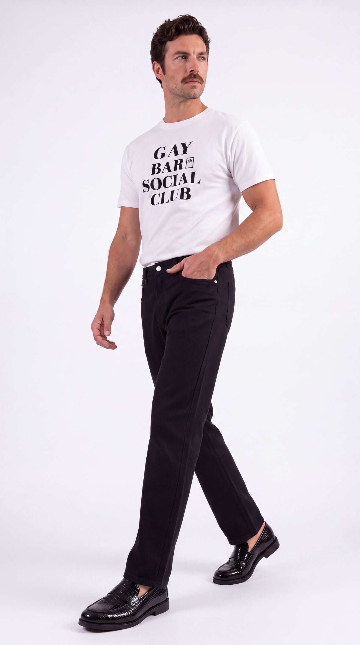 Unisex Seamless 100% Cotton Tee | GAY BAR SOCIAL CLUB Black Logo