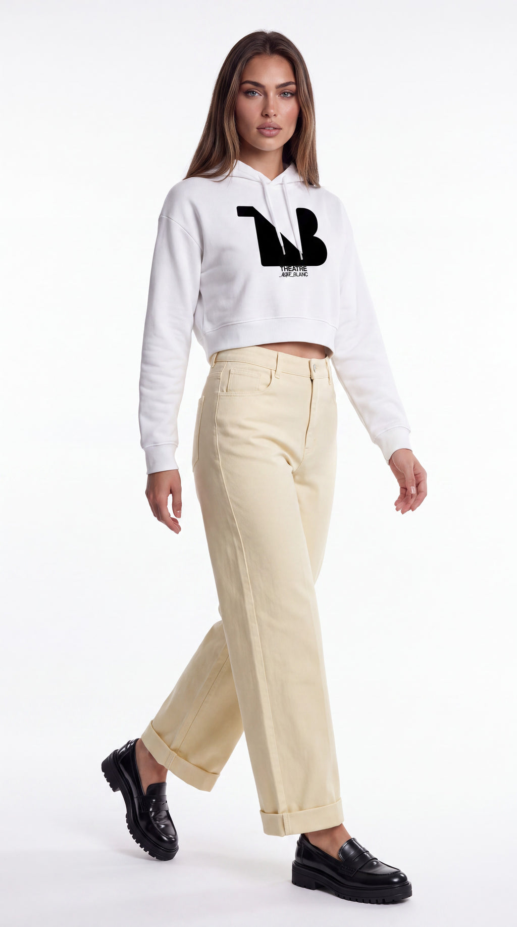 Women's Cropped Hoodie Black Logo