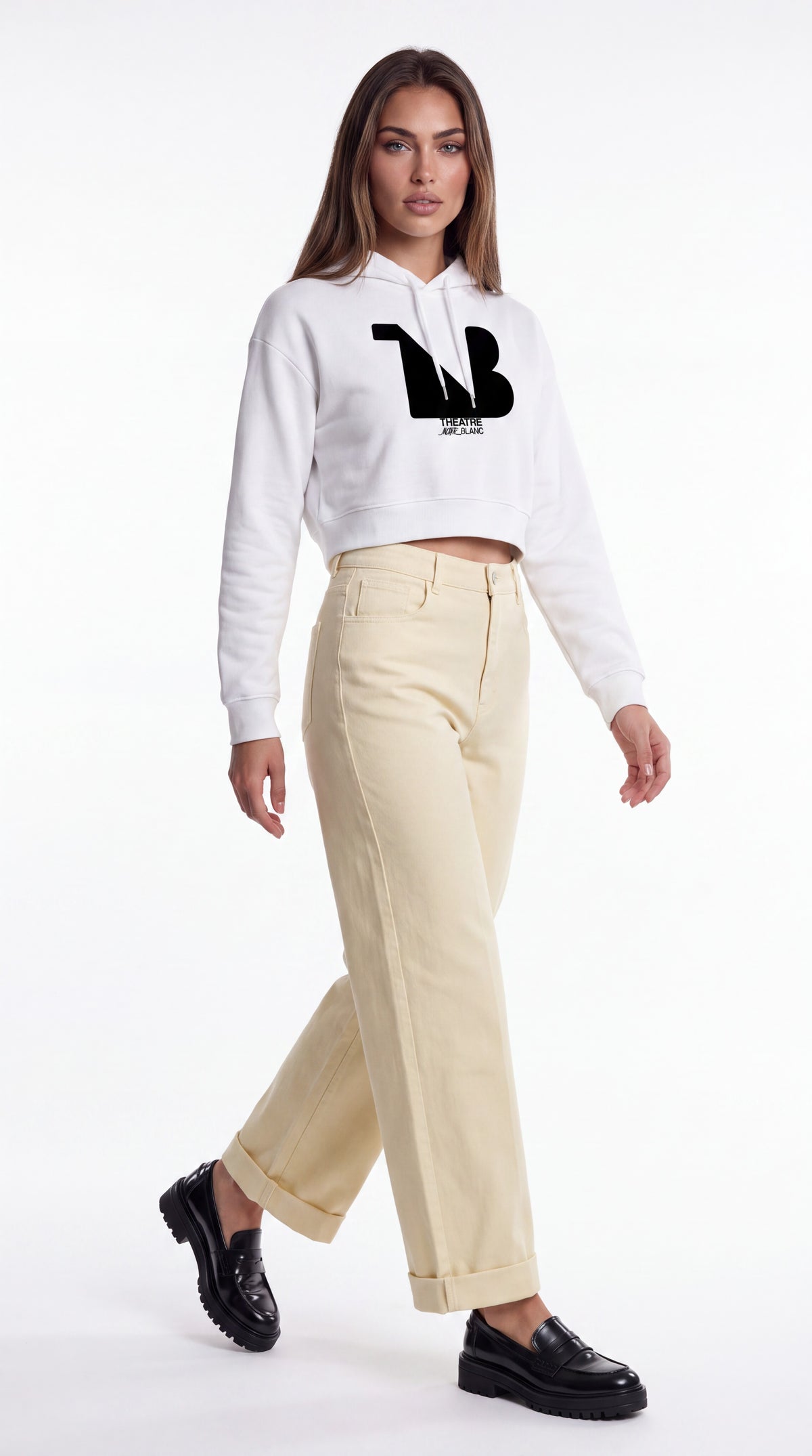 Women's Cropped Hoodie Black Logo