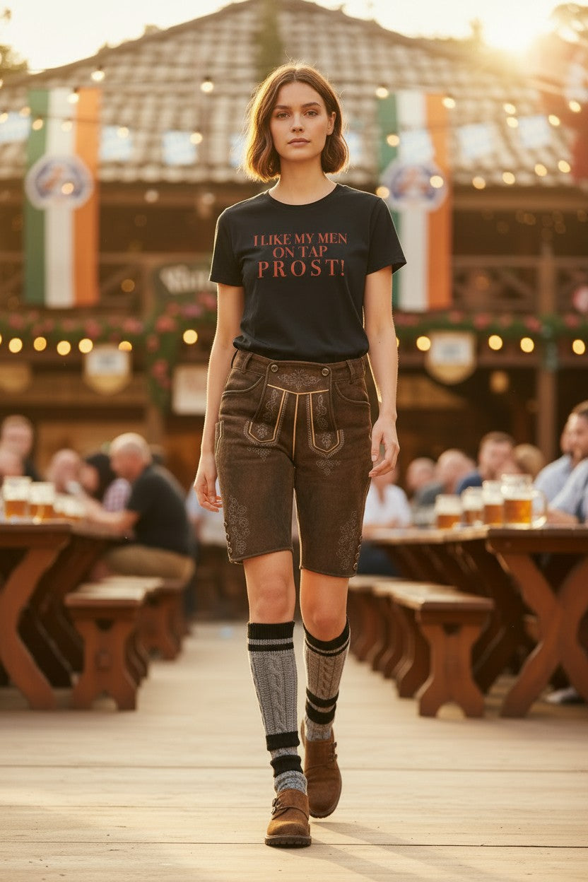 Women's Crewneck Tee | I LIKE MY MEN ON TAP PROST! | CONVERSATION COLLECTION