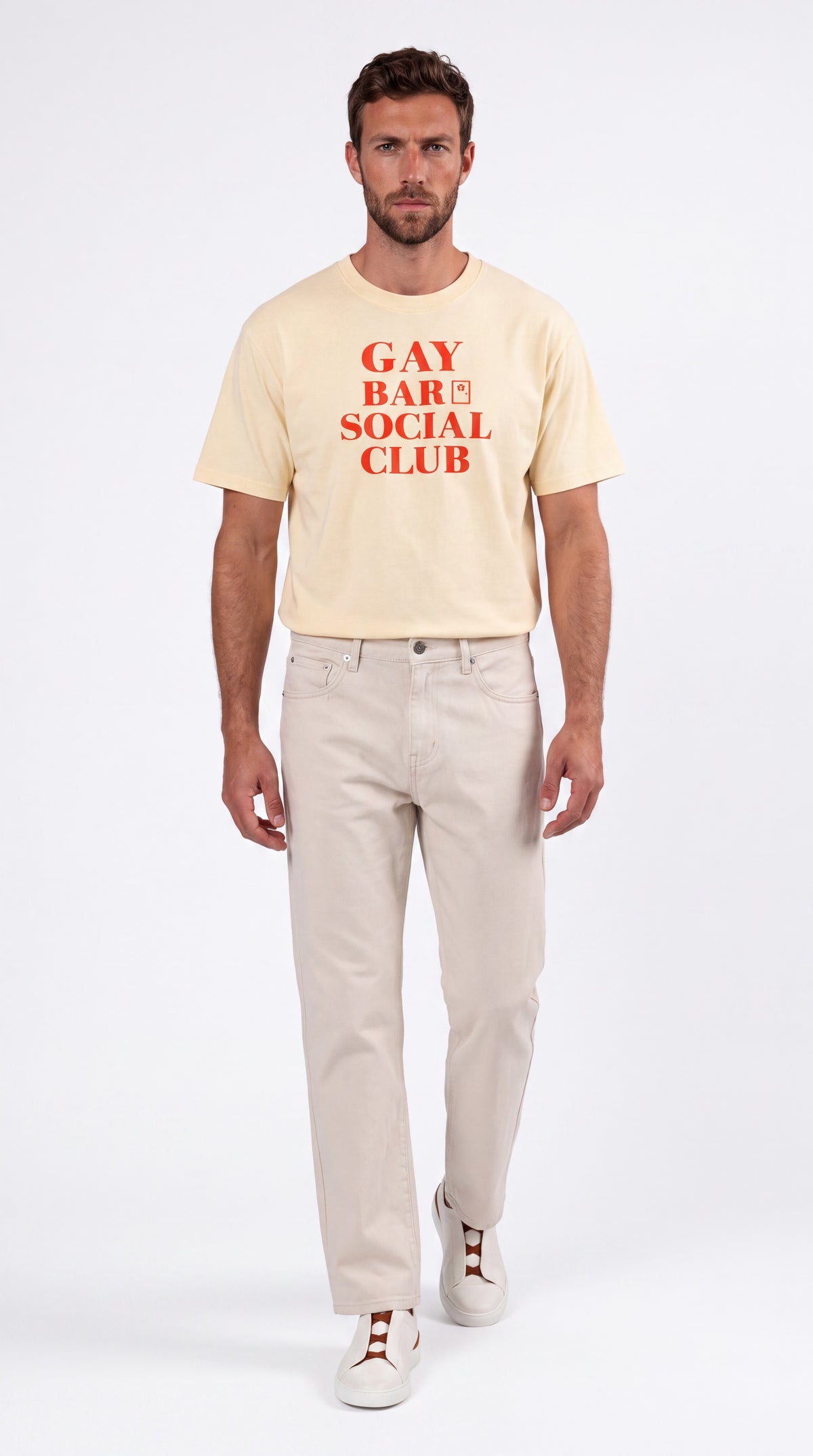 Unisex Seamless 100% Cotton Tee | GAY BAR SOCIAL CLUB Red Logo