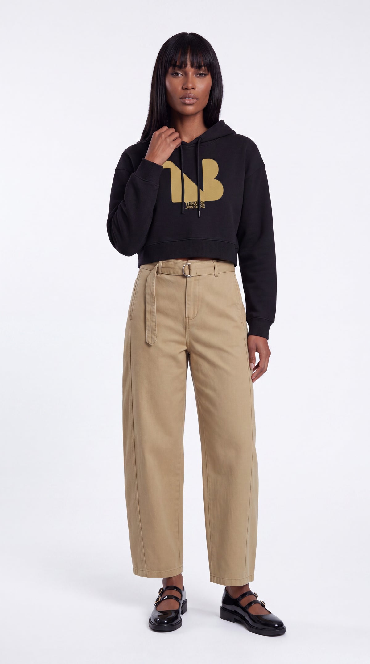 Women's Cropped Hoodie Gold Logo