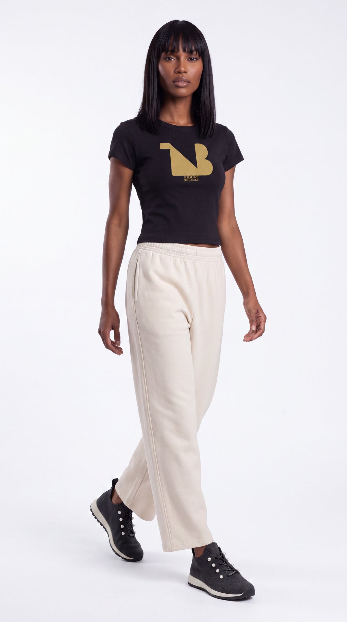 Women's Cropped Crewneck Tee Gold Logo