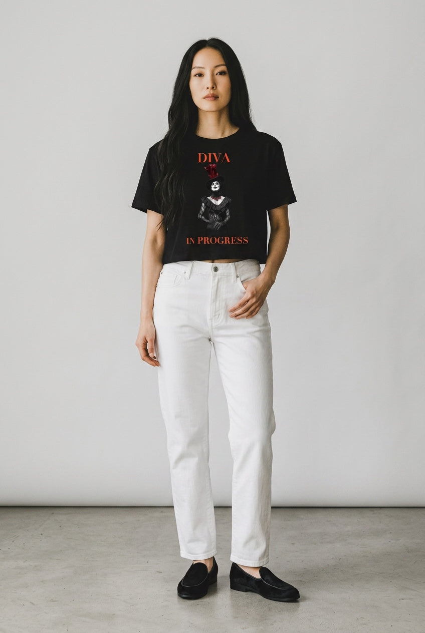 Fitted Crop Graphic Tee — DIVA IN PROGRESS | Noir Aesthetic