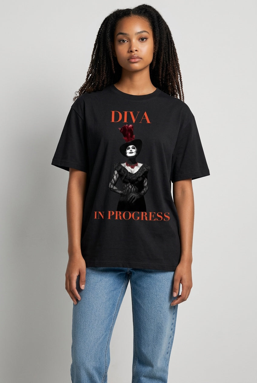 Earth Tone Heavyweight Tee — DIVA IN PROGRESS | Noir Aesthetic Streetwear