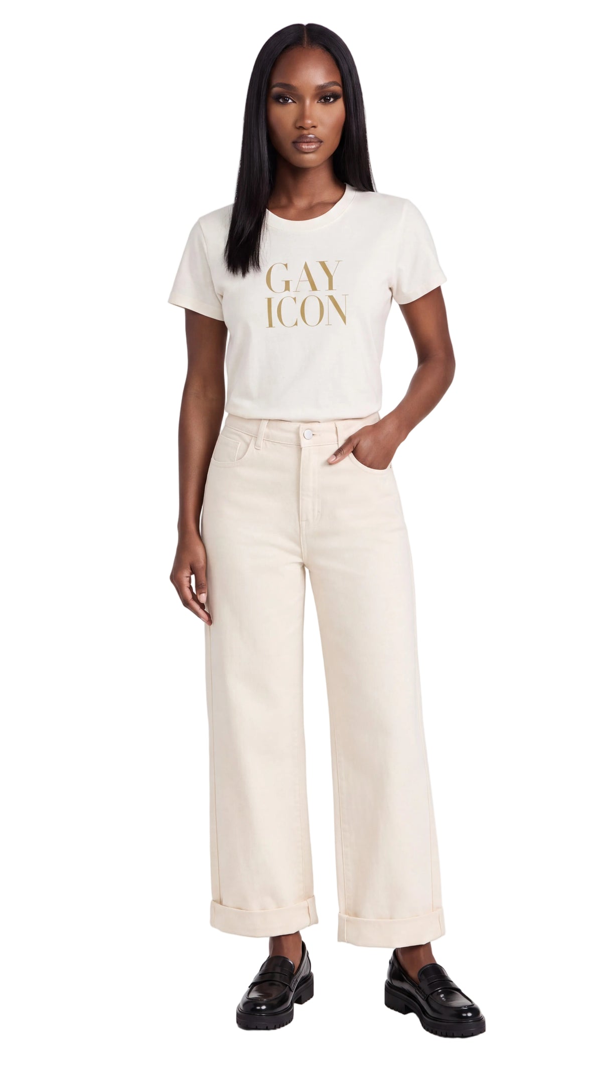 Women's Slim Fit Crewneck Tee Gold Logo