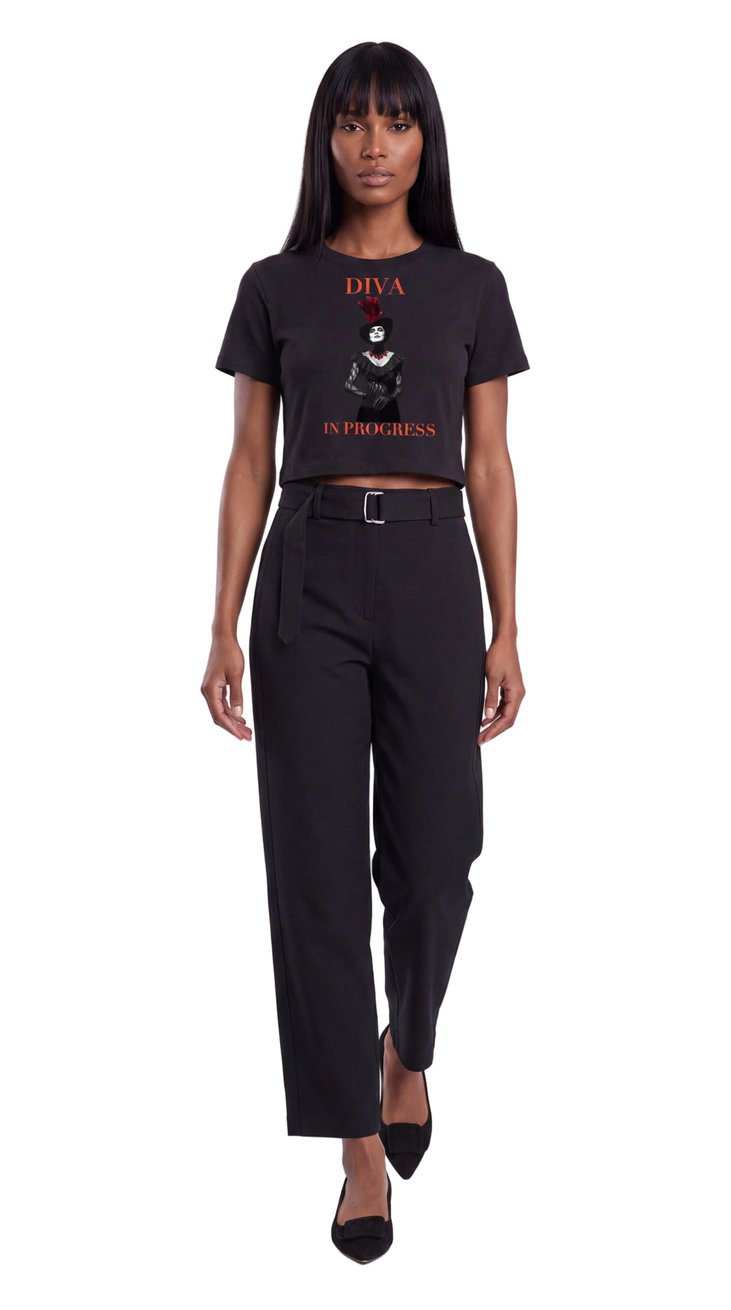 Women's Fitted Crop Graphic Tee | DIVA IN PROGRESS