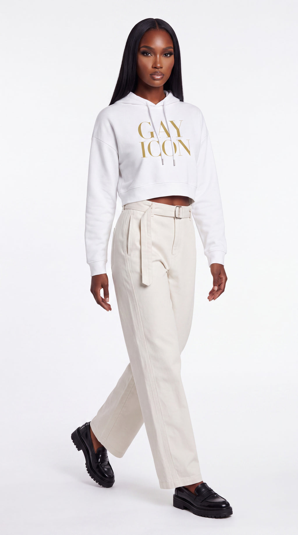 Women's Cropped Hoodie Gold Logo