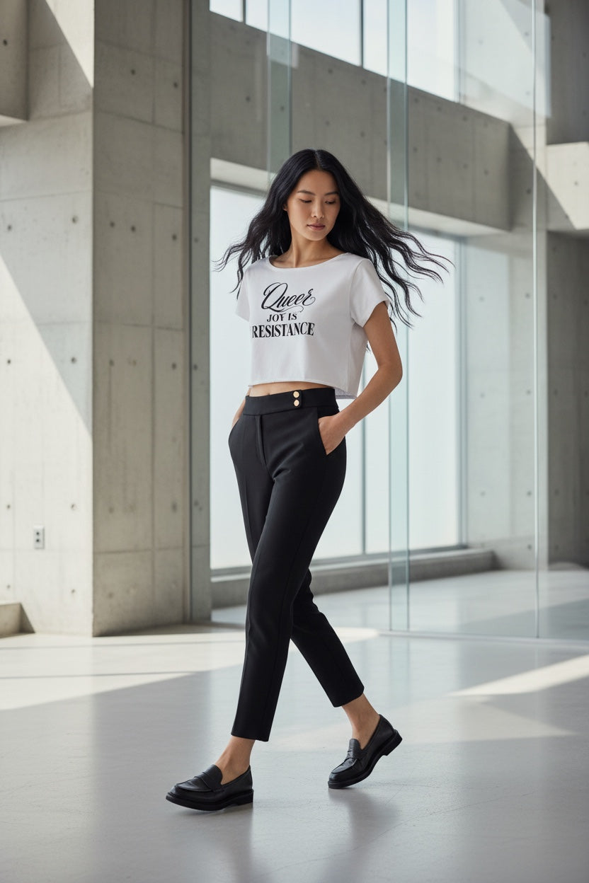 Off-Shoulder Rolled Hem Cotton T-Shirt |QUEER JOY IS RESISTANCE | CONVERSATION COLLECTION